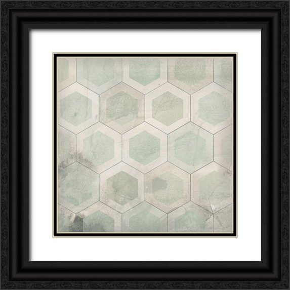Vess, June Erica 12x12 Black Ornate Wood Framed with Double Matting Museum Art Print Titled - Hexagon Tile VII