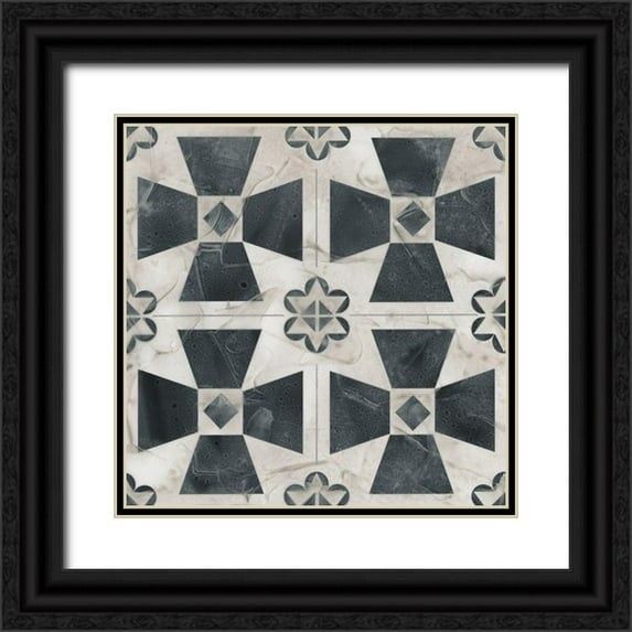 Vess, June Erica 12x12 Black Ornate Wood Framed with Double Matting Museum Art Print Titled - Neutral Tile Collection IV
