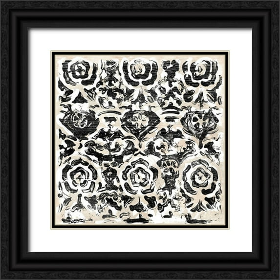 Vess, June Erica 12x12 Black Ornate Wood Framed with Double Matting Museum Art Print Titled - Parchment Brocade IX