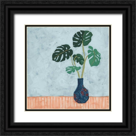 Vess, June Erica 12x12 Black Ornate Wood Framed with Double Matting Museum Art Print Titled - Parlor Monstera I