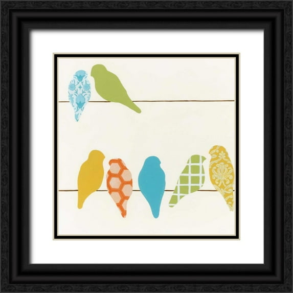 Vess, June Erica 12x12 Black Ornate Wood Framed with Double Matting Museum Art Print Titled - Patterned Perch IV
