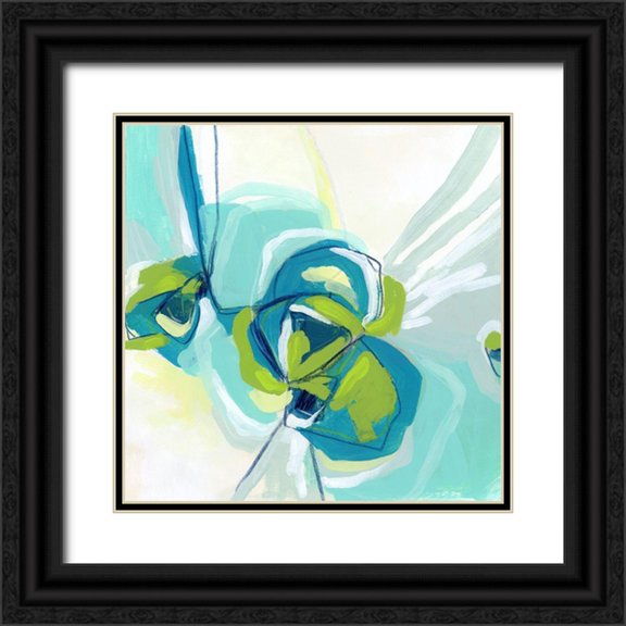 Vess, June Erica 12x12 Black Ornate Wood Framed with Double Matting Museum Art Print Titled - Peacock Vortex I