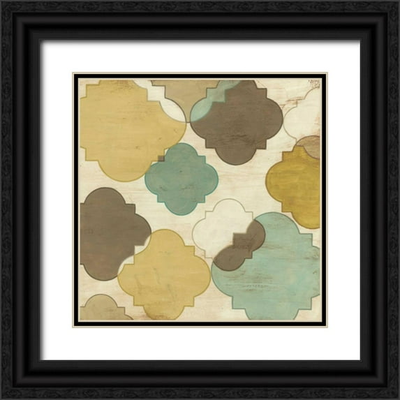 Vess, June Erica 12x12 Black Ornate Wood Framed with Double Matting Museum Art Print Titled - Quatrefoil Overlay IV