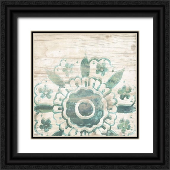 Vess, June Erica 12x12 Black Ornate Wood Framed with Double Matting Museum Art Print Titled - Serene Cerulean VI