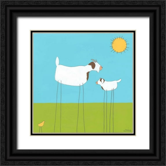 Vess, June Erica 12x12 Black Ornate Wood Framed with Double Matting Museum Art Print Titled - Stick-leg Goat I