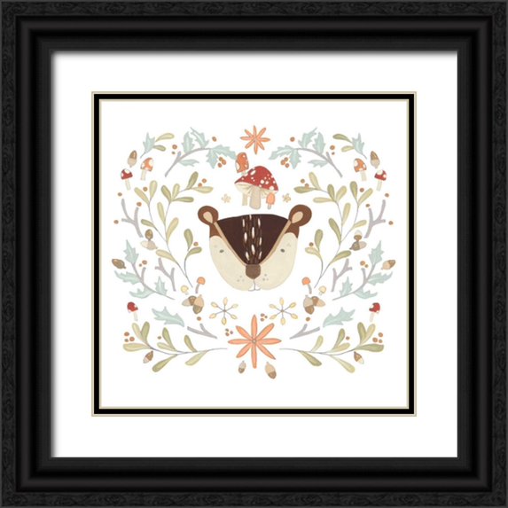 Vess, June Erica 12x12 Black Ornate Wood Framed with Double Matting Museum Art Print Titled - Whimsical Woodland Faces II