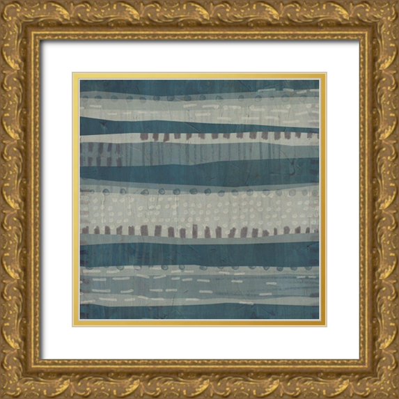 Vess, June Erica 12x12 Gold Ornate Wood Framed with Double Matting Museum Art Print Titled - Blue Dusk Textile II