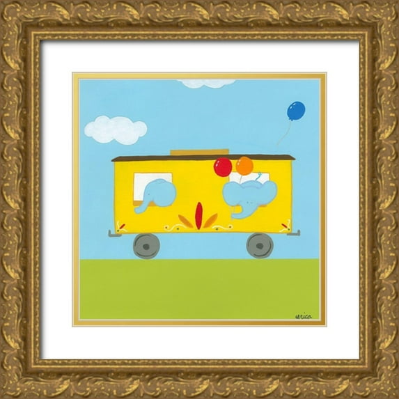 Vess, June Erica 12x12 Gold Ornate Wood Framed with Double Matting Museum Art Print Titled - Circus Train III