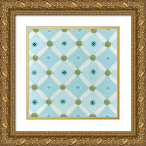 Vess, June Erica 12x12 Gold Ornate Wood Framed with Double Matting Museum Art Print Titled - Cottage Patterns VIII