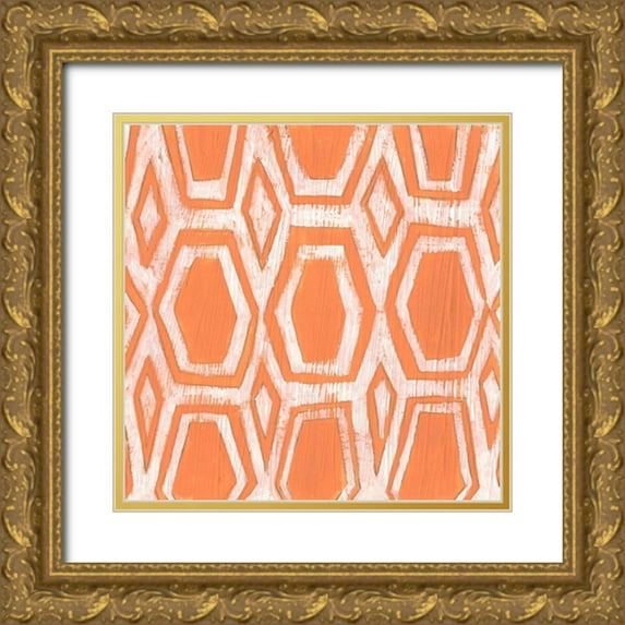 Vess, June Erica 12x12 Gold Ornate Wood Framed with Double Matting Museum Art Print Titled - Eclectic Textile V