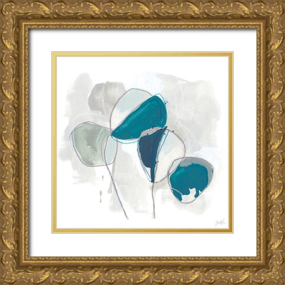 Vess, June Erica 12x12 Gold Ornate Wood Framed with Double Matting Museum Art Print Titled - Elliptic Posey II