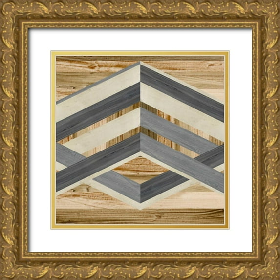 Vess, June Erica 12x12 Gold Ornate Wood Framed with Double Matting Museum Art Print Titled - Geometric Inlay IV