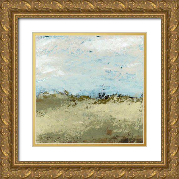 Vess, June Erica 12x12 Gold Ornate Wood Framed with Double Matting Museum Art Print Titled - Green Fields I