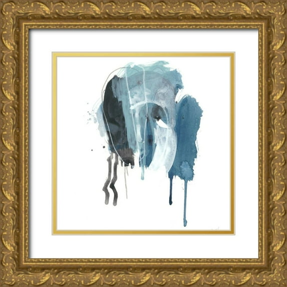 Vess, June Erica 12x12 Gold Ornate Wood Framed with Double Matting Museum Art Print Titled - Incidental Indigo V