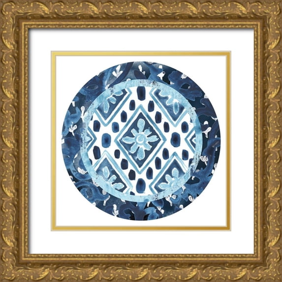 Vess, June Erica 12x12 Gold Ornate Wood Framed with Double Matting Museum Art Print Titled - Indigo Sampler Collection C