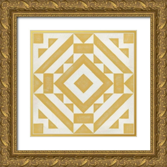 Vess, June Erica 12x12 Gold Ornate Wood Framed with Double Matting Museum Art Print Titled - Modern Quilt III