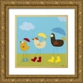 thumbnail image 1 of Vess, June Erica 12x12 Gold Ornate Wood Framed with Double Matting Museum Art Print Titled - Rainy Day Birds II, 1 of 4