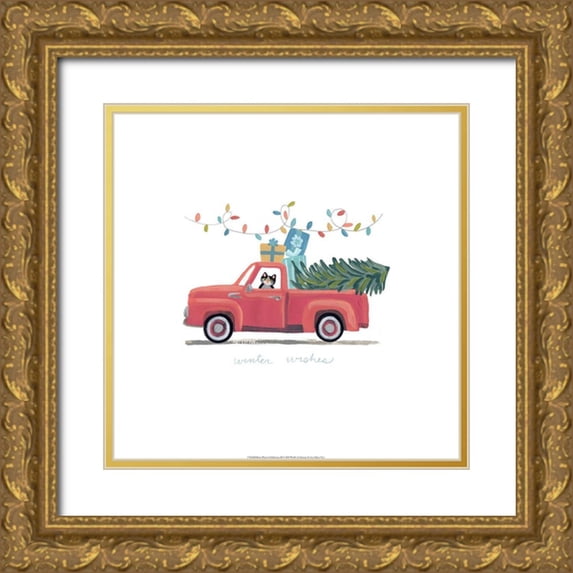 Vess, June Erica 12x12 Gold Ornate Wood Framed with Double Matting Museum Art Print Titled - Retro Winter Celebration II