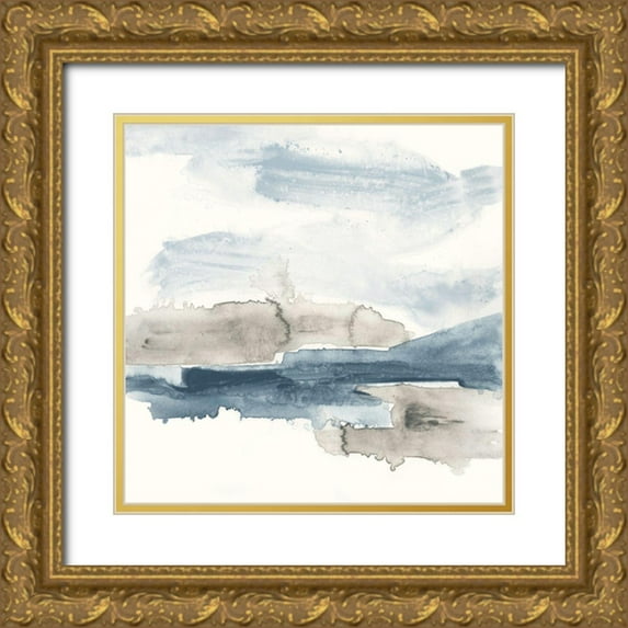 Vess, June Erica 12x12 Gold Ornate Wood Framed with Double Matting Museum Art Print Titled - Shoreline Blues I