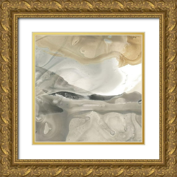 Vess, June Erica 12x12 Gold Ornate Wood Framed with Double Matting Museum Art Print Titled - Tectonic Drift II