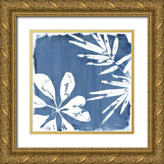 Vess, June Erica 12x12 Gold Ornate Wood Framed with Double Matting Museum Art Print Titled - Tropical Indigo Impressions III