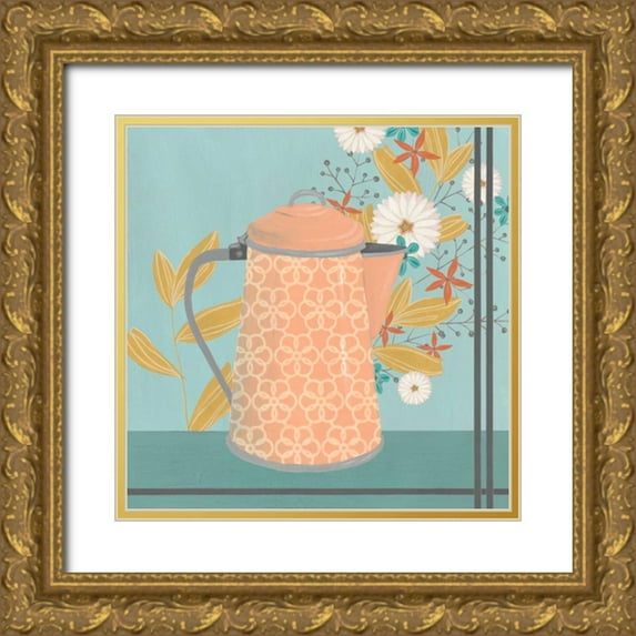 Vess, June Erica 12x12 Gold Ornate Wood Framed with Double Matting Museum Art Print Titled - Whimsical Kitchen II