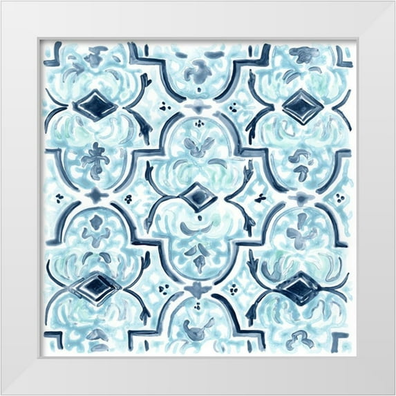 Vess, June Erica 12x12 White Modern Wood Framed Museum Art Print Titled - Azure Mosaic Tile II