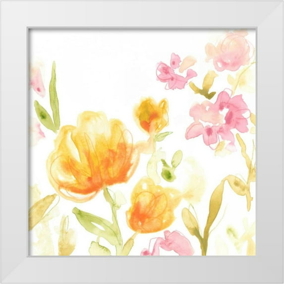 Vess, June Erica 12x12 White Modern Wood Framed Museum Art Print Titled - Floral Song I