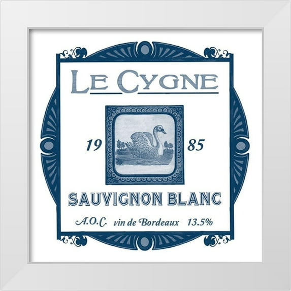 Vess, June Erica 12x12 White Modern Wood Framed Museum Art Print Titled - Indigo Wine Labels VIII