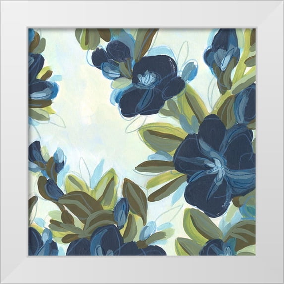 Vess, June Erica 12x12 White Modern Wood Framed Museum Art Print Titled - Lush Indigo Blooms IV