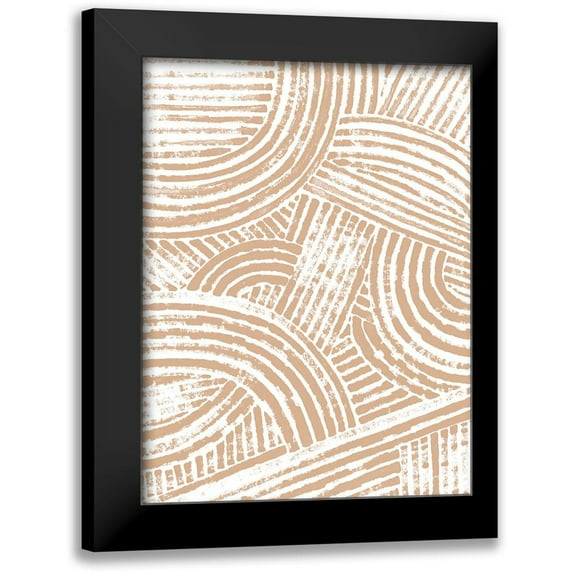Vess, June Erica 12x14 Black Modern Framed Museum Art Print Titled - Pattern Maze in Apricot I