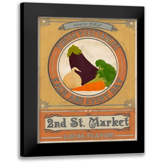 Vess, June Erica 12x14 Black Modern Framed Museum Art Print Titled - Vintage Produce Sign III
