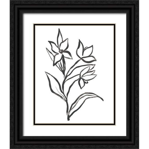Vess, June Erica 12x14 Black Ornate Wood Framed with Double Matting Museum Art Print Titled - Jonquil Gesture I