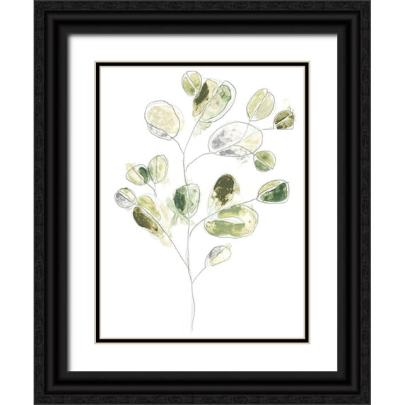 Vess, June Erica 12x14 Black Ornate Wood Framed with Double Matting Museum Art Print Titled - Sea Greens I