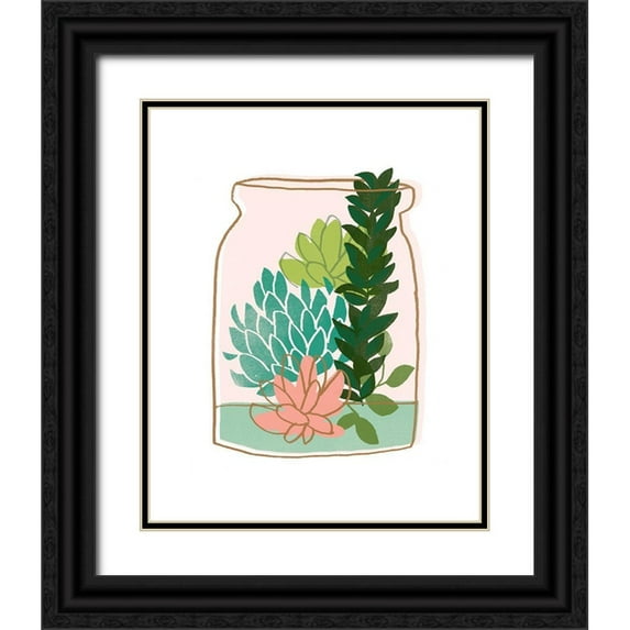 Vess, June Erica 12x14 Black Ornate Wood Framed with Double Matting Museum Art Print Titled - Terrarium Cameo VIII