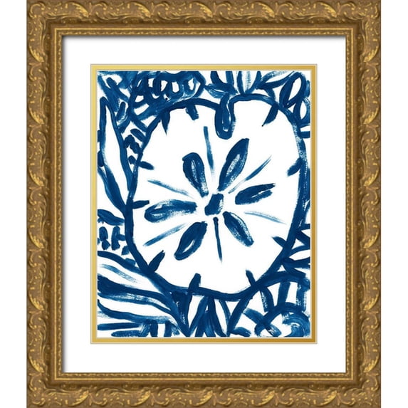 Vess, June Erica 12x14 Gold Ornate Wood Framed with Double Matting Museum Art Print Titled - Brushy Beach Batik II