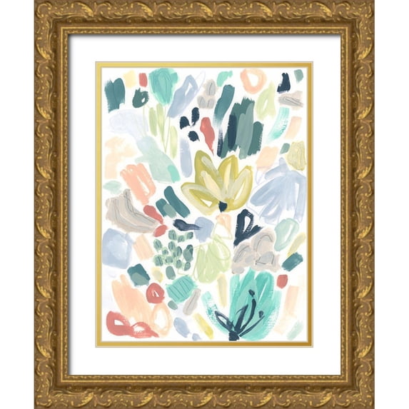 Vess, June Erica 12x14 Gold Ornate Wood Framed with Double Matting Museum Art Print Titled - Garden Terrazzo II