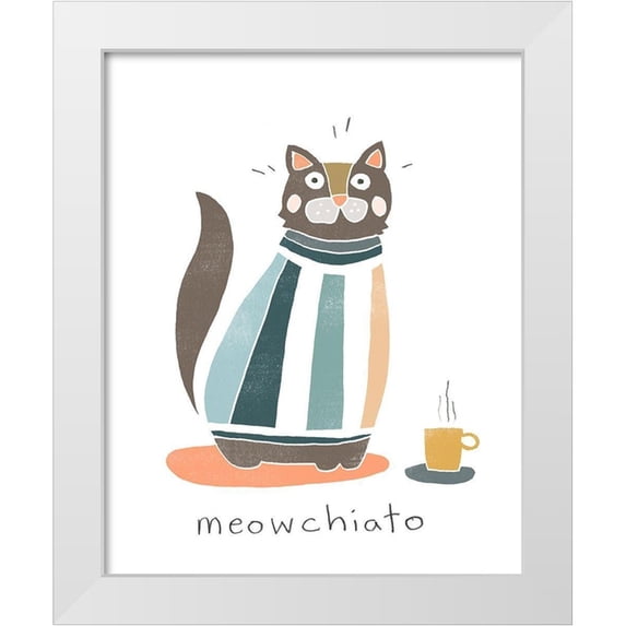 Vess, June Erica 12x14 White Modern Wood Framed Museum Art Print Titled - Coffee Cats I