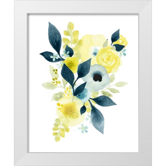Vess, June Erica 12x14 White Modern Wood Framed Museum Art Print Titled - Goldwash Indigo I
