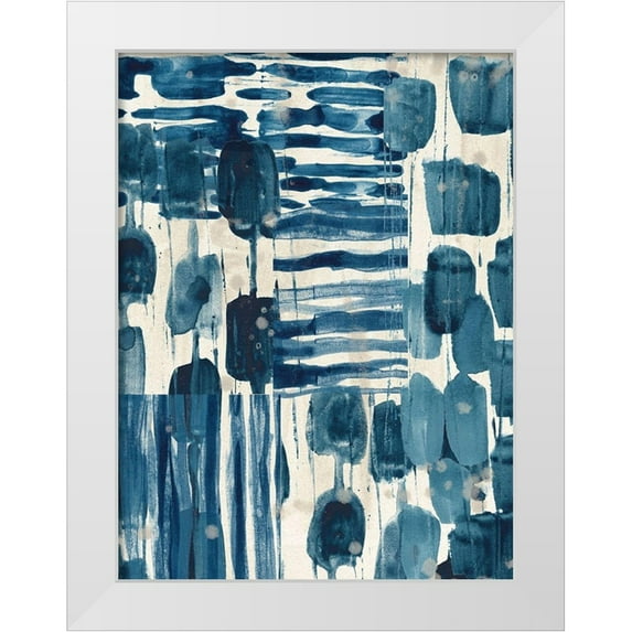 Vess, June Erica 12x14 White Modern Wood Framed Museum Art Print Titled - Indigo Patchwork IV