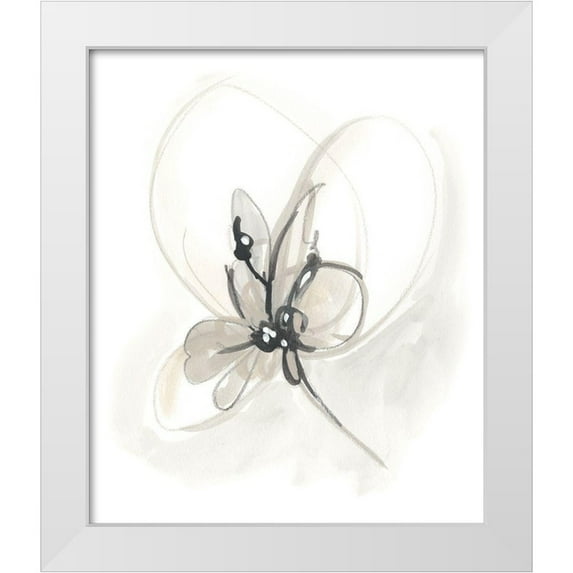 Vess, June Erica 12x14 White Modern Wood Framed Museum Art Print Titled - Neutral Floral Gesture VI