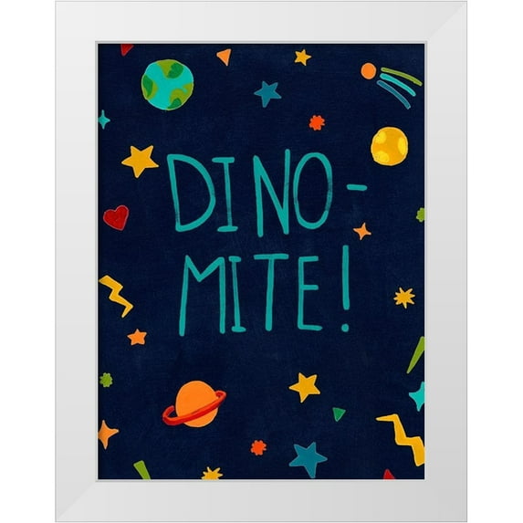 Vess, June Erica 12x14 White Modern Wood Framed Museum Art Print Titled - Starry Dinos II