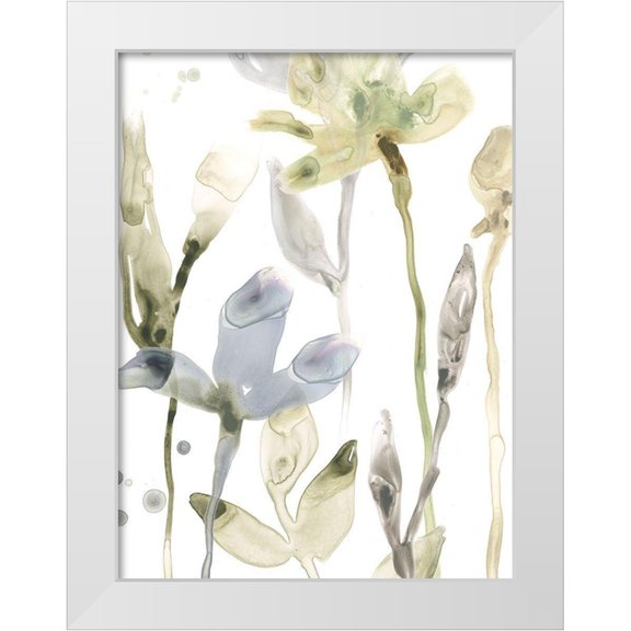 Vess, June Erica 12x14 White Modern Wood Framed Museum Art Print Titled - Stone Moss Stems II