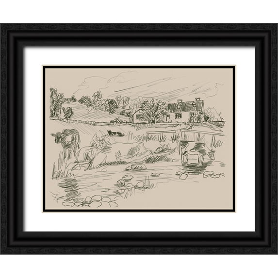 Vess, June Erica 14x12 Black Ornate Wood Framed with Double Matting Museum Art Print Titled - Sepia Scenes II