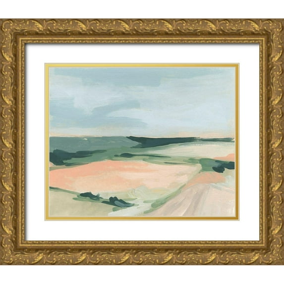 Vess, June Erica 14x12 Gold Ornate Wood Framed with Double Matting Museum Art Print Titled - Pastel Plains I