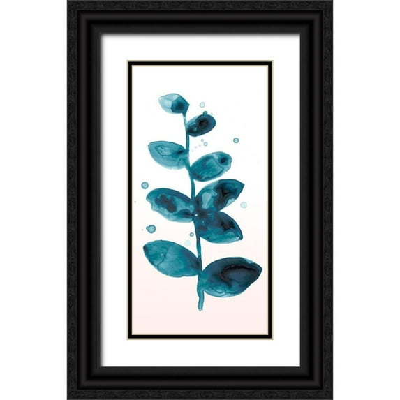 Vess, June Erica 14x24 Black Ornate Wood Framed with Double Matting Museum Art Print Titled - Stems in Indigo III