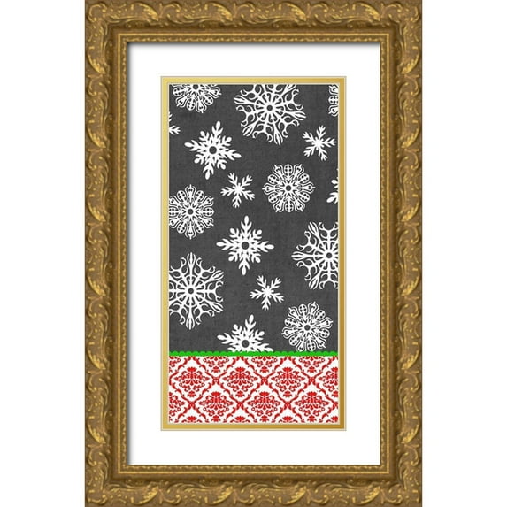 Vess, June Erica 14x24 Gold Ornate Wood Framed with Double Matting Museum Art Print Titled - Let it Snow Collection B