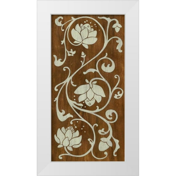 Vess, June Erica 14x24 White Modern Wood Framed Museum Art Print Titled - Faux Bois Floral I