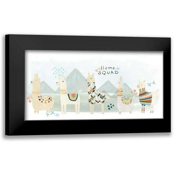 Vess, June Erica 14x9 Black Modern Framed Museum Art Print Titled - Llama Squad III