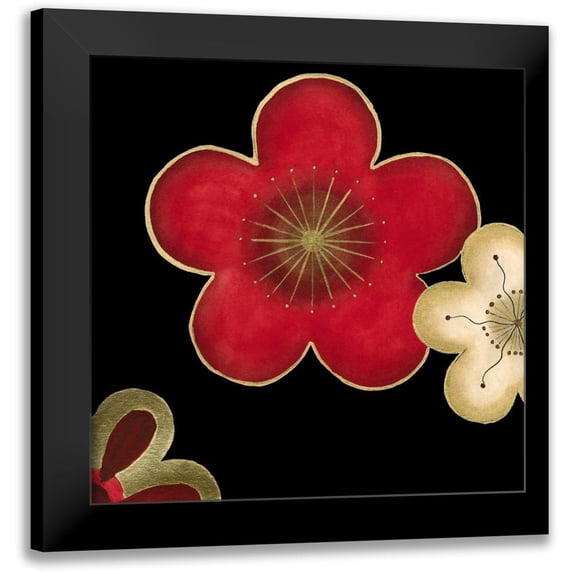 Vess, June Erica 15x15 Black Modern Framed Museum Art Print Titled - Pop Blossoms in Red II